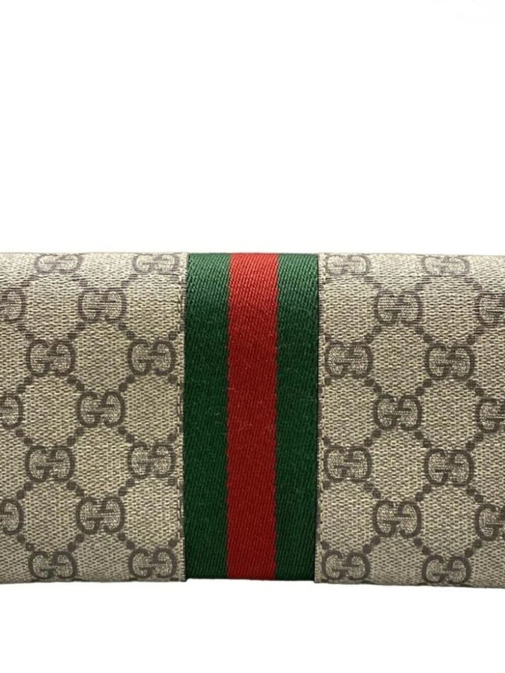 GUCCI Ophidia 523153 Beige Ebony Dark Brown PVC Leather Long Wallet - Picture 2 of 13